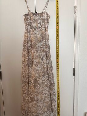 Soma Beige and Taupe Floral Smocked Maxi Dress